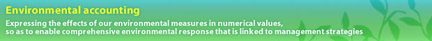 Environmental Accounting Expressing the effects of our environmental measures in numerical values, so as to enable comprehensive environmental response that is linked to management strategies