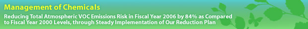 Management of Chemicals  Reducing Total Atmospheric VOC Emissions Risk in Fiscal Year 2006 by 84% as Compared to Fiscal Year 2000 Levels, through Steady Implementation of Our Reduction Plan