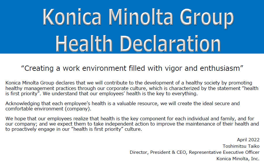 Konica Minolta Group Health Declaration