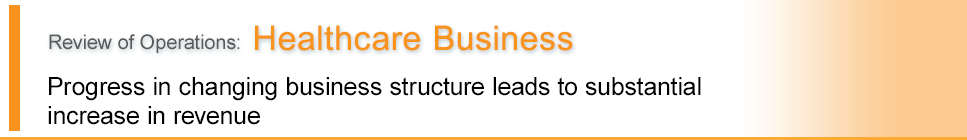 Healthcare Business - Progress in changing business structure leads to substantial increase in revenue
