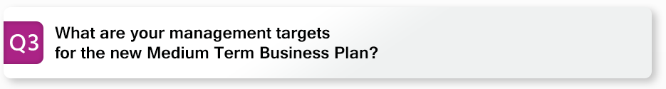 Q3 What are your management targets for the new Medium Term Business Plan?