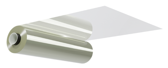 A roll of thin, transparent TAC film