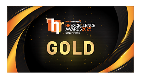 Gold award mark for the Excellence in Championing Women Leaders category at the HR Excellence Awards Singapore 2025