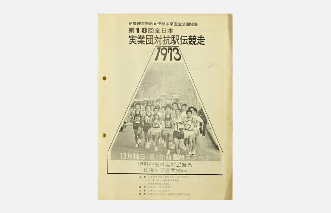 初出場時の全日本駅伝パンフレット。 当時は伊勢神宮をスタートするコースで行われていた。