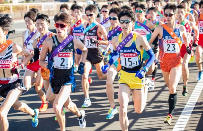 ニューイヤー駅伝（全日本実業団駅伝）では2位。写真は1区の西池和人