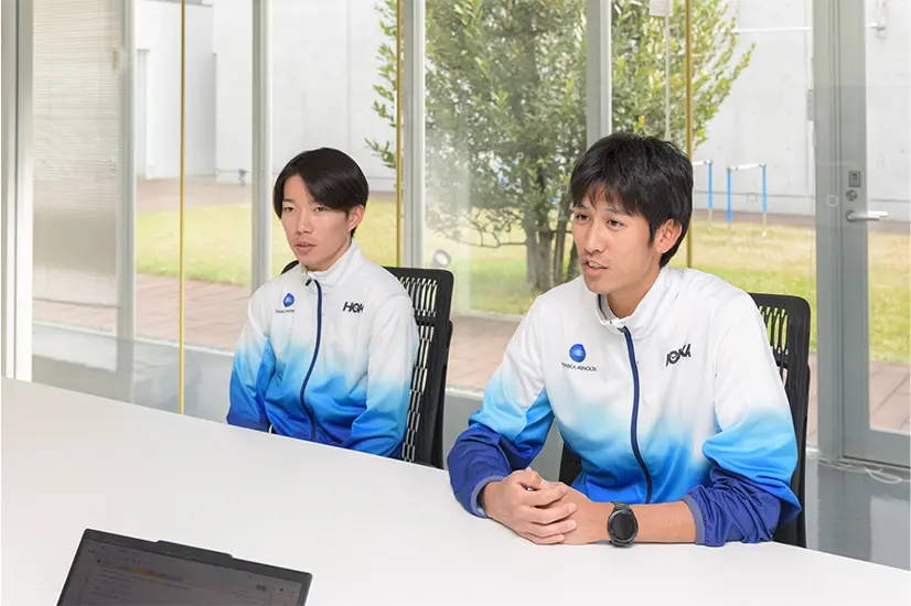 米満選手・廣澤選手のインタビュー時の写真