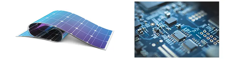 用途例のイメージ(太陽電池)、(半導体)