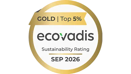 EcoVadisサステナビリティ評価でゴールド認定を取得していることを示した図