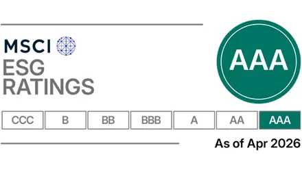 MSCI ESG Ratingsで最高位のAAA評価を取得していることを示した図