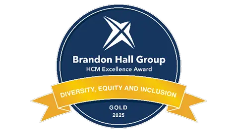 Brandon Hall Group HCM Excellence Award 2025 女性のリーダーシップ開発部門金賞のマーク