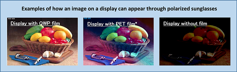 Examples of how an image on a display can appear through polarized sunglasses
