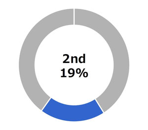 by region: India 2nd 19%